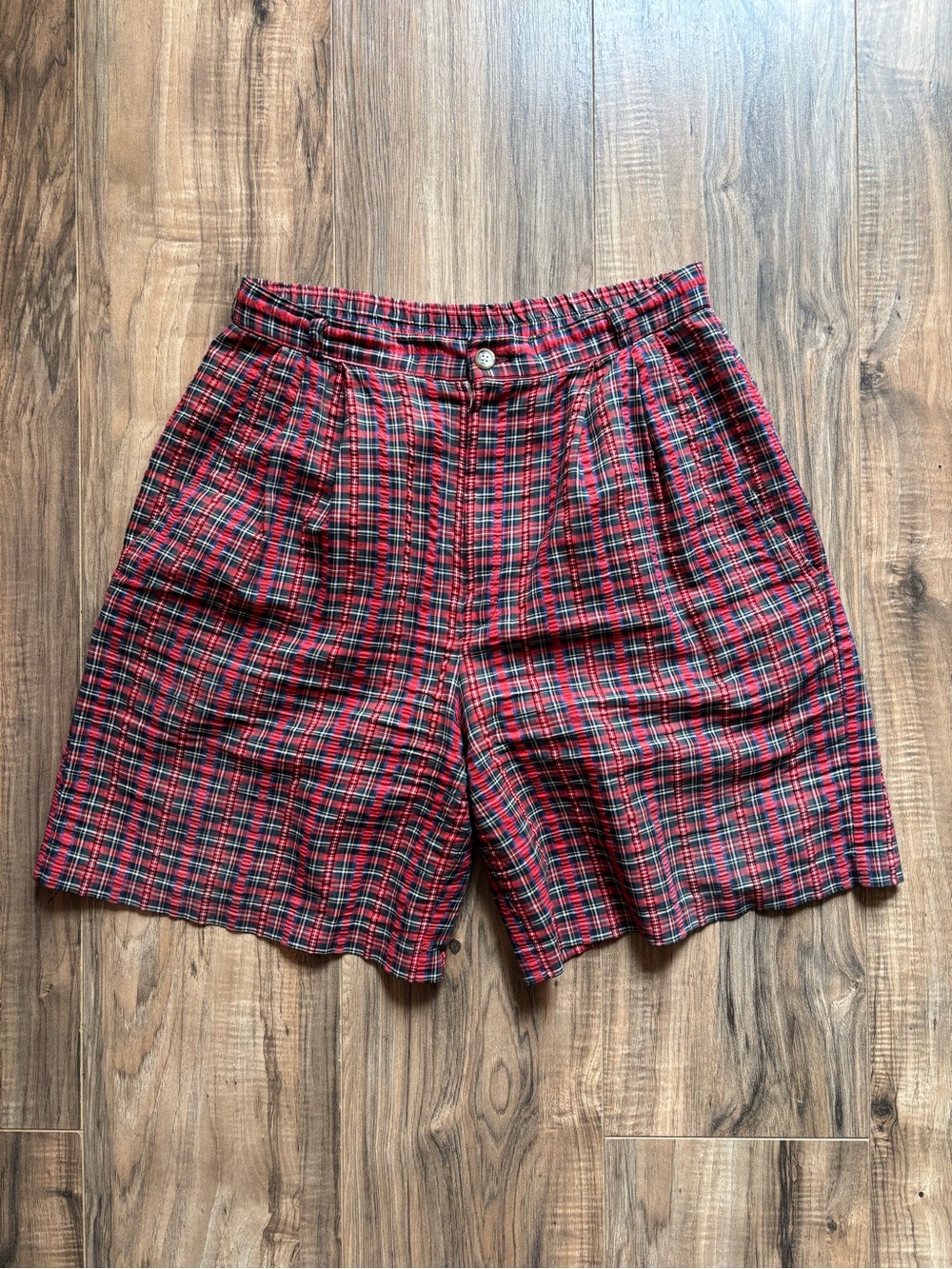 Vintage 90s L.L.Bean Red Tartan Plaid Shorts Made in USA Freeport Maine Size 10